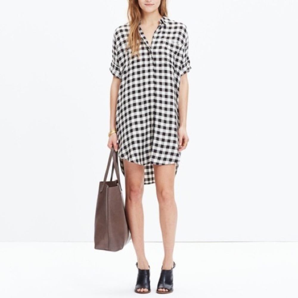 MADEWELL courier shirt dress in buffalo check